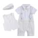 Baby Boy Gentlemen Romper Suits Infant Baby Boys' Christening Gowns Clothing Baptism Jumpsuit Bow Tie Waistcoat with Hat Birthday Wedding Outfits White 3-6 Months