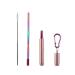 MIBICIRI 1 Pack Collapsible Straw Reusable Metal Straws with case Portable Stainless Steel Straws with Cleaning Brush Perfect for Travel Home Office (Gold)