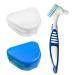 2 pieces of slim orthodontic retainer box case with ventilation openings prosthesis storage container box dental case for ortho retainer sports dental devices 2PCs