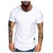 Men's Solid O Neck Yoga Performance T-Shirts Short Sleeve Tee Gym Moisture Wicking Muscle Fitness Blouse by Leegor Medium White