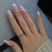 LADYING 24 Pcs Almond Short False Nails | White Swirl French Press On Nails | Trendy Oval Stick On Nails for Women - Buy Online on GoSupps.com