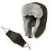 Unisex 100% Rabbit Fur Trapper Ushanka Russian Hat Nylon Shell Windproof 92677_army Green One Size