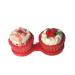 KCHYCV Cartoon gift cute buttercream glasses double-layer contact lens case set of contact lens cases (Color : White)