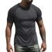 Men's Muscle T Shirts Stretch Short Sleeve Bodybuilding Workout Casual Slim Fit Tee Shirts Medium Dark Gray