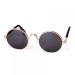 Pet Glasses Reflective Cat Retro Circular Pomeranian Sunglasses with Metal Frame for Cats Small Dogs Cosplay Photos Props black
