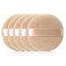 5Pcs Round Velour Loose Powder Puffs With Ribbon 8Cm / 3.15" Soft Sponge Face Facial Makeup Cosmetic Loose Powder Puff Foundation Beauty Tool (Beige)