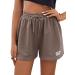 MakeMeChic Women's Casual Drawstring Waist Sweat Shorts Running Track Shorts Medium Mocha Brown