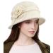 Sumolux Women Beret Hat French Vintage Floral Wool Dress Cloche Classic Winter Hat 1920s B White