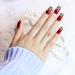 YUNAI 24 PCS Red Wine Oblique Leopard French Ellipse False Nails - Medium Length Full Cover Fake Nails - Buy Online on GoSupps.com