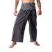 LannaPremium Thai Fisherman Pants for Men Women Yoga Pants Pirate Pants 2 Tone - Martial Arts Pants Gray Black