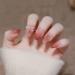 24Pcs/Set Press On Nails Sweet French icy refreshing butterfly bright pink honey loving peach Mid Length False Nails Acrylic Fake Nails Full Cover Nails Press on nails for Women and Girls