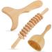 Massage tools massage roller massage tab massage tool 3-part wood therapy massage tools anti-cellulite massage scooters wood-GUA-SHA massage cup for lymphatic drainage point pain civiland OneColor
