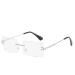 KDOQ Rimless Square Computer Gaming Anti Blue Light Blocking Glasses for Men and Women Anti Eye Strain Glasses Silver