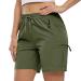 BASUDAM Women's Athletic Shorts Quick Dry Cargo Water Resistant Zipper Pockets Summer Outdoor Hiking Running Army Green Medium
