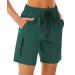 difficort Women's 7" Hiking Cargo Shorts Quick Dry Golf Active Running Workout Athletic Travel Walking Shorts with Pockets Dark Green Small