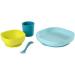 Baba Silicone Feeding Meal Set - 4 Piece Set with Plate, Bowl, Cup, and Spoon - Strong Suction Pad - Blue Color - For Babies and Children - Buy Online on GoSupps.com