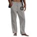 Mens Cargo Pants Mens Cotton Linen Pants Loose Elastic Drawstring Waist Summer Beach Print Yoga Pants Grey XX-Large