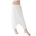 Girls Dance Pants Ethnic Chiffon Ballet Belly Yoga Loose Fit Flowy Harem Lantern Trousers White 5-6 Years