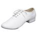 Minishion Men's TH173 Lace-up Comfortable Leather Wedding Ballroom Latin Taogo Dance Shoes 8.5 White-2.5cm Heel