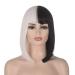 Women black white bob wig atayou half black half white straight cosplay halloween carnival costume wig half black and half white 13 inches