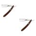 Angoily 2pcs Cutlery Holder Safe Razor Men Shaver Manual Razor For Men Man Wooden Handle Wooden Metal