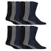 IOMI - 12 Pair Multipack Mens Gentle Grip Non Binding Crew Diabetic Socks 13-15 Black / Navy / Grey