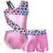 Yartina Girls Printed Gymnastics Leotard Dance Outfit 2 Pieces Swimwear Jumpsuit with Shorts Suit Pink 10 Years