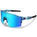 BangLong Cycling Sunglasses UV400 Baseball Sunglasses for Men Women,Windproof Sunglasses for Sports Running Golf White Blue