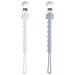 Dummy Clip- BPA Free 2PCS Unique Silicon Pacifier Clips for Boys Newborn Baby Pacifier Holder Leash Chains Fits All Pacifier Teecher Toys Baby Shower(Blue-White) 2PCS grey+ white