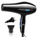 Hair Dryer with Concentrator Nozzle 1800 Watts Black and Blue