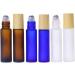 10 Pcs Frosted Glass Essential Oil Roll-On Bottles - 10ml Refillable Perfume Vials with Stainless Steel Balls & Wood Grain Caps - Purple Travel Massage Rollers - Buy Online on GoSupps.com