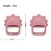 Silicone Baby Teether Set - Anti-Drop Teething Toy & Chew Mitten - Pain Relief Soothing 2 in 1 | Beige Chick & Dark Pink Triceratops - Buy Online on GoSupps.com