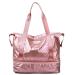 fancyfree Double Layers Bag, Large Travel Tote Bag with Bottom Shoes Compartment, Ideal Gym Duffle Bag for Women and Men Rose Gold