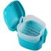Proses suitcase prostheses cups with sieve prosthesis bath box storage box for false teeth with a basket network container for travel blue