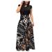 JMMSlmax Boho Beach Dress for Women Plus Size Women's Floral Print Summer Short Sleeve Sundress 1950s Vintage Formal Dress 05-black Small