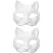 Magiclulu Cat mask 2 pieces Therian-Mask White Paper Fox Masks Empty Therian Masks Unlovered WolfStier Halbe DIY maskeremeke for masquerade cosplay costume