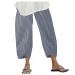 Womens Capris for Summer,Womens Printed Linen Capri Pant Elastic Waisted Beach Jogger Trouser Pants with Pockets A5-blue XX-Large