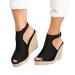 Shakumy Sandals for Women Dressy Summer,Women's Ankle Strap Closed Toe Espadrille Wedge Heels Sandals Casual Platform Shoes 11 Z01 Black