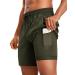 CRZ YOGA Men's 2 in 1 Running Shorts with Liner - 7''/9" Quick Dry Workout Sports Athletic Shorts with Pockets 7 inches Large Dark Olive