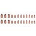 24 Pcs Almond French Tip Press on Nails with Gold Line Stripes and Leopard Designs - Glossy False Nails for Women and Girls - Buy Online on GoSupps.com