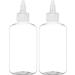 BRIGHTFROM Twist Top Applicator Bottles 8 OZ Clear Squeeze Empty Round Plastic Bottles BPA-Free PET Refillable Open/Close Tip Nozzle (White) for Hair / Multi Purpose (Pack of 2)