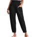 Womens Capri Yoga Pants Wide Leg Loose Comfy Lounge Capris Sweatpants with Pockets Type B( Black ) X-Large