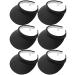 6 Pack Sun Visor Hat Women Men Sports Adjustable Clip On Cap Outdoor Golf Tennis Beach Wide Brim Visors Black