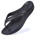 UNIQWETO Mens And Womens Comfort Flip Flops With Arch Support Heel Cup Thong Sandals Indoor Outdoor For Walking Slippers 14 Women/12 Men Black