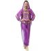 ORIDOOR Women's Halloween Costume Set Belly Dance Crop Top Pleated Harem Pants for Dress Up Party 5 Piece Outfit One Size B Purple