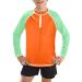 BesserBay Boys UV Shirt 1/4 Zip Rash Guard UPF 50+ Long Sleeve Kids 110-150 Orange and Green 120