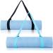 2 Pack Yoga Mat Carrier Strap Adjustable Thick Straps Sling Easy Cinch Yoga Mat Strap Cotton Exercise Mat Stretching Band Multi Purpose Straps for Carrying Large Mats Light Blue and Black
