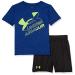 Under Armour Boys Sleeve Tee Set, Lightweight Breathable T-Shirt And Short Set, Royal Mesh, 4T US