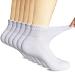 +MD 6 Pairs Non-Binding Men's Moisture Wicking Cushion Quarter Bamboo Diabetic Socks Ankle/6 Pairs White 10-13