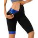 QZSH Sauna Pants Women Sweat Capris Slimming Leggings,Mesh Crotch,High Waist Workout Body Shaper Suits Sauna-shorts Blue Lining Large